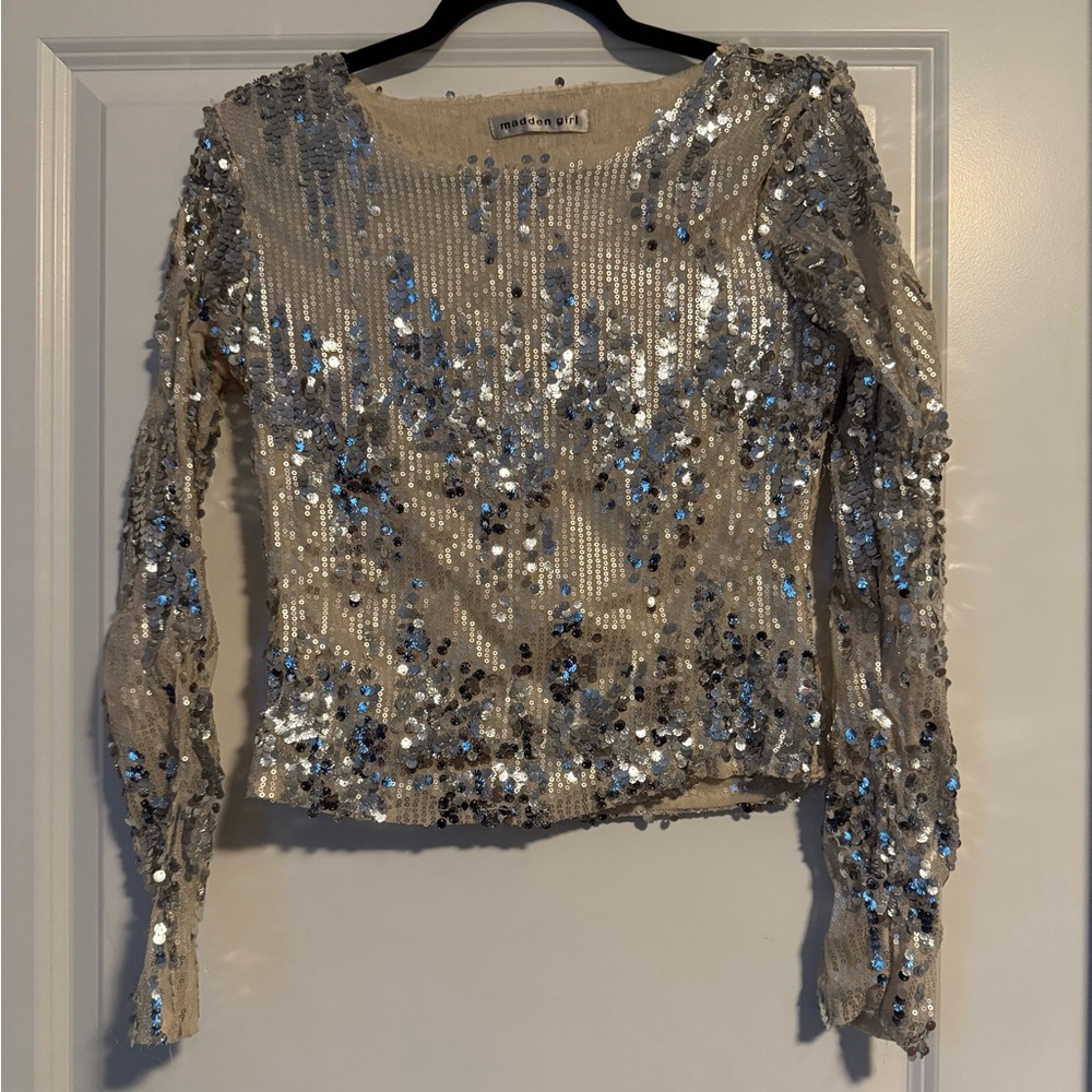 Madden Girl Silver Sequin Blouse